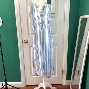 Splendid Blue/White Striped Linen Dress Small